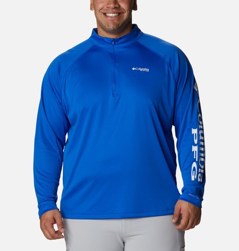 Hanorace Columbia PFG Terminal Tackle 1/4 Zip Barbati Albastri | Plus Size EZA79ZM80